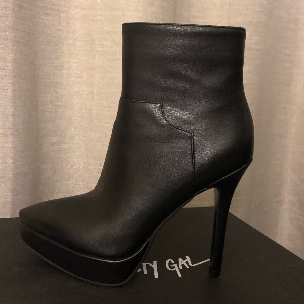 Black Faux Leather Ankle Boot